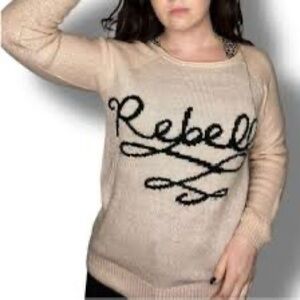 Rebellious one Beige Sweater for Women, Small